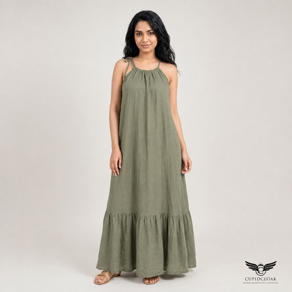 LUMI Maxi Dress with draw cord neck