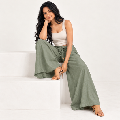 TAWNY DRIFT Linen Wider-Leg Pants