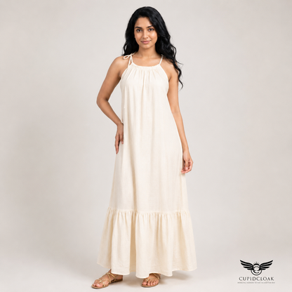 LUMI Maxi Dress with draw cord neck