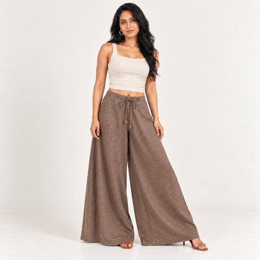 TAWNY DRIFT Rayon Wider-Leg Pants