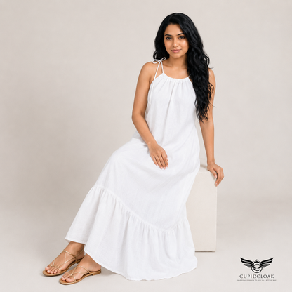 LUMI Maxi Dress with draw cord neck