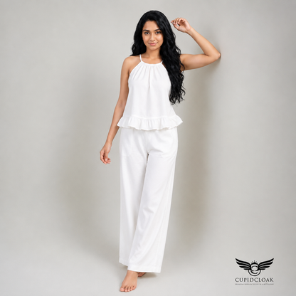 EMARI Pure White Wideleg Pants