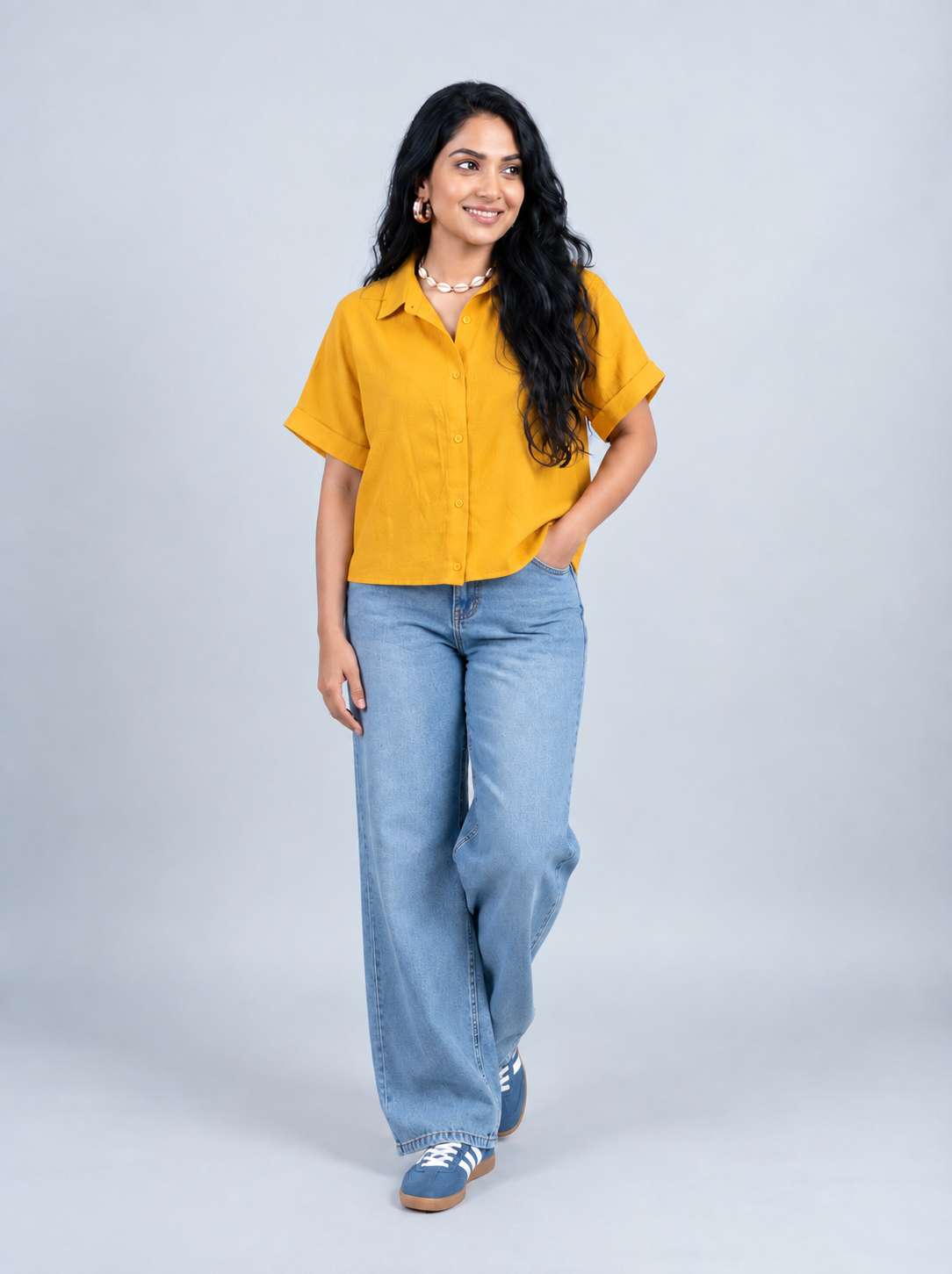 LUNA Oversized Short Linen Top