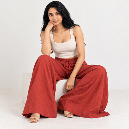 TAWNY DRIFT Cotton Linen Wide Leg Pants