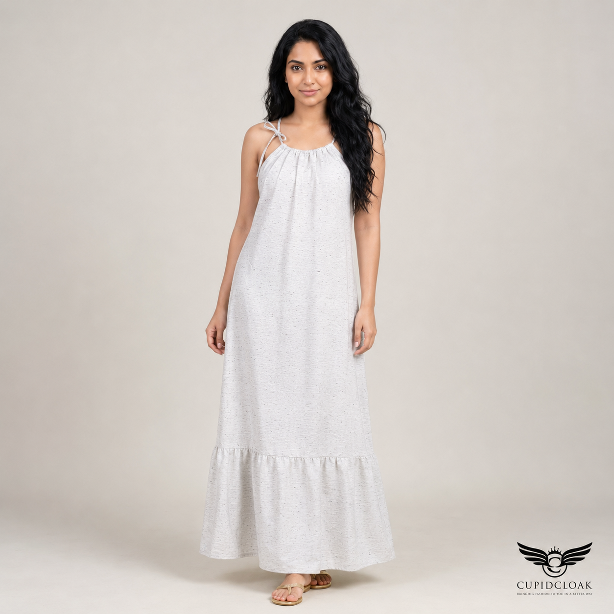 LUMI Maxi Dress with draw cord neck