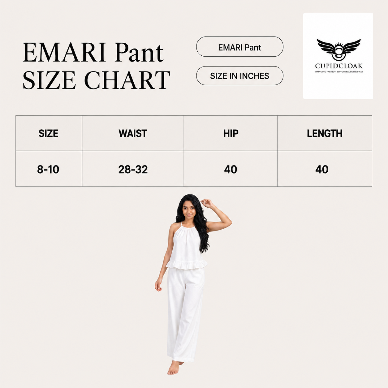 EMARI Pure White Wideleg Pants