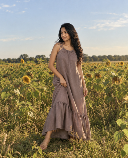 LUMI Maxi Dress with draw cord neck