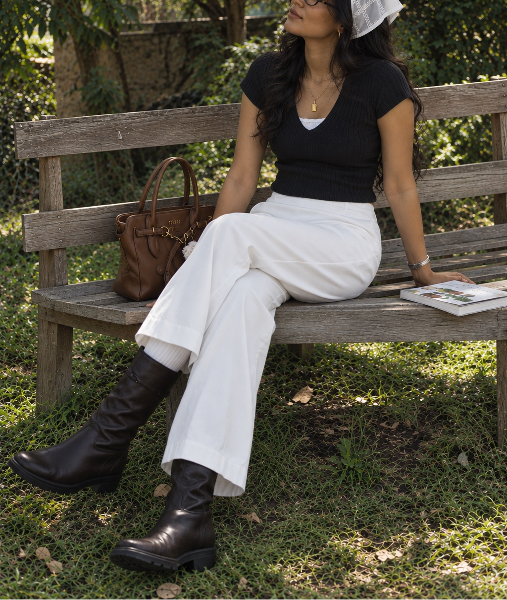 EMARI Pure White Wideleg Pants