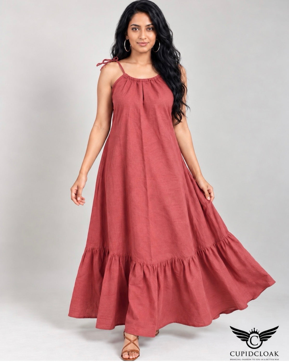LUMI Maxi Dress with draw cord neck