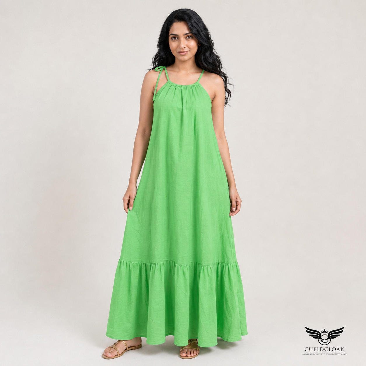 LUMI Maxi Dress with draw cord neck