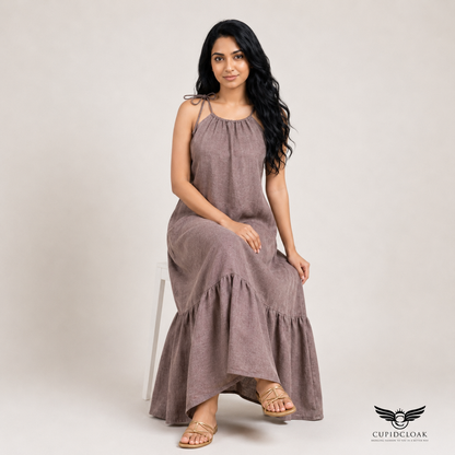 LUMI Maxi Dress with draw cord neck