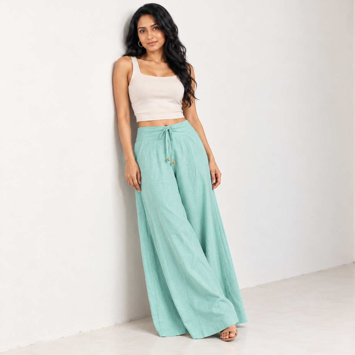 TAWNY DRIFT Soft Cotton Wider-Leg Pants