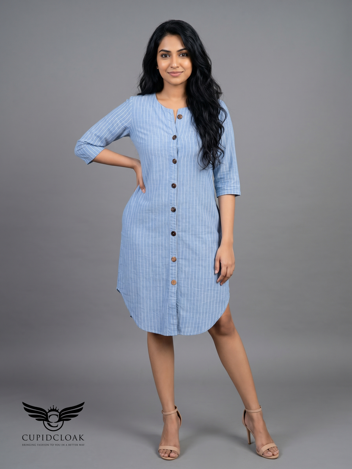ELZA striped dress - 3/4 sleeve