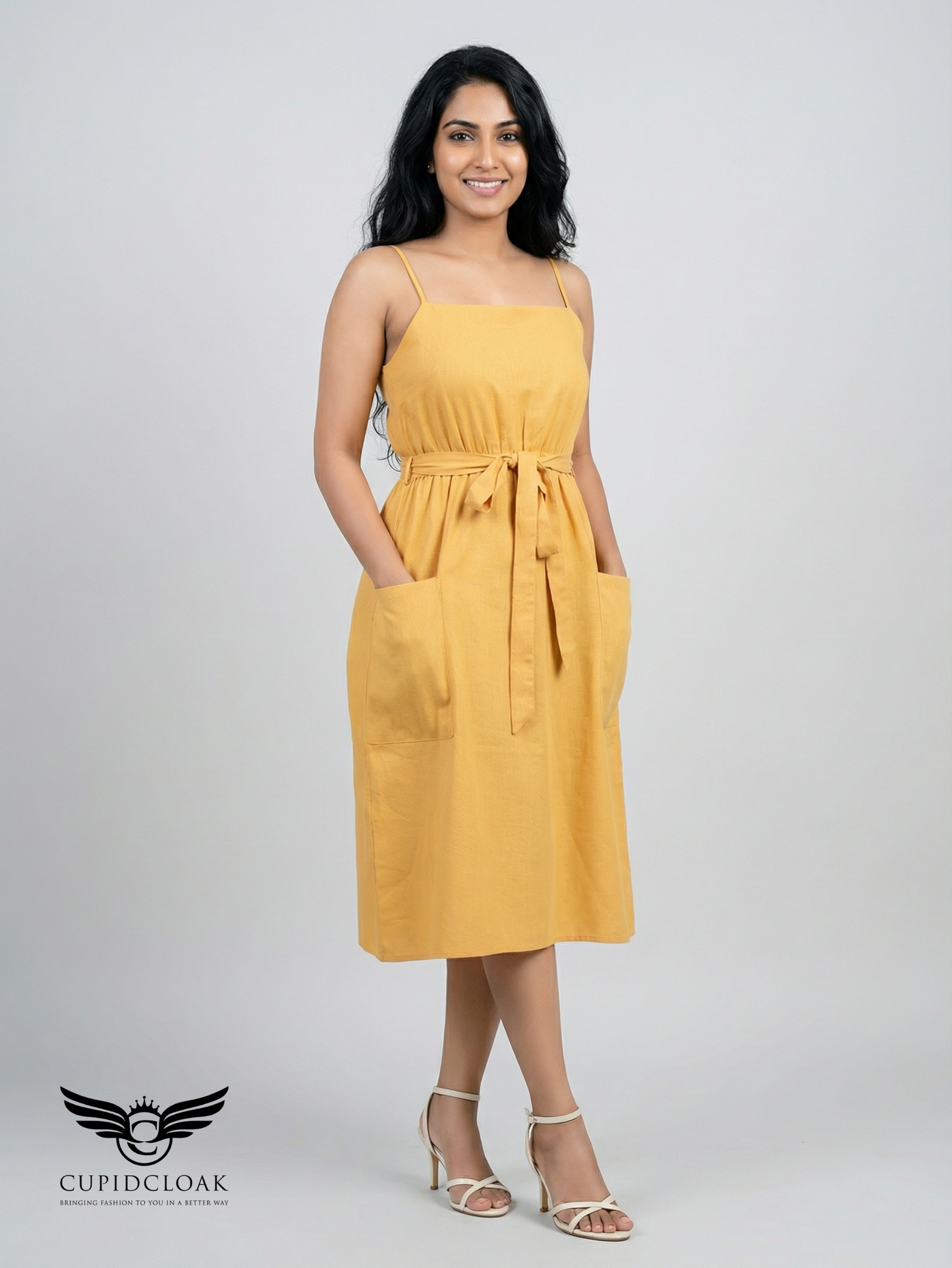 SCRUNCHY Midi Strap Dress