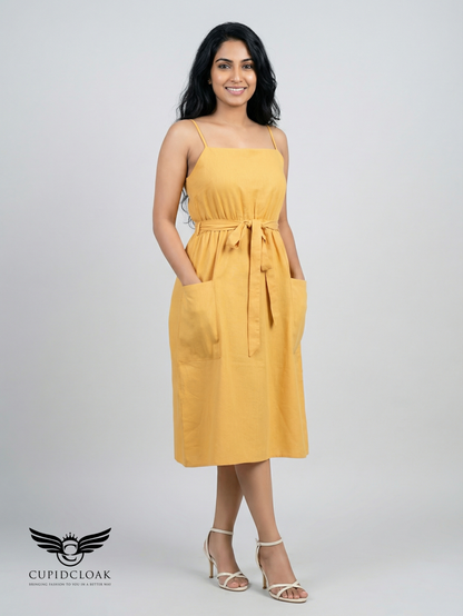 SCRUNCHY Midi Strap Dress